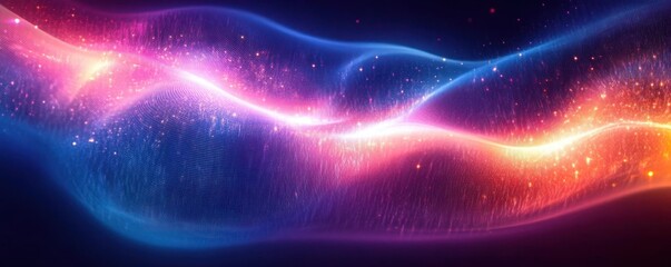 Futuristic Abstract Digital Background with Flowing Lines and Cyberpunk Glow for Technology and Data Visualization