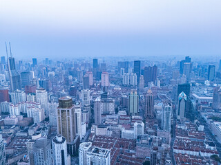 Aerial view of the Bund in Shanghai