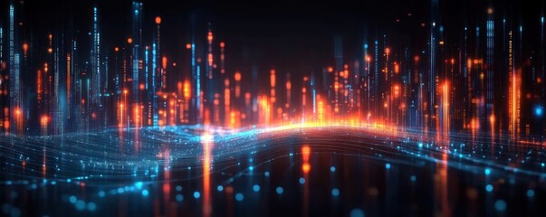 Futuristic Cyberpunk Data Visualization Background for Technology and AI Applications