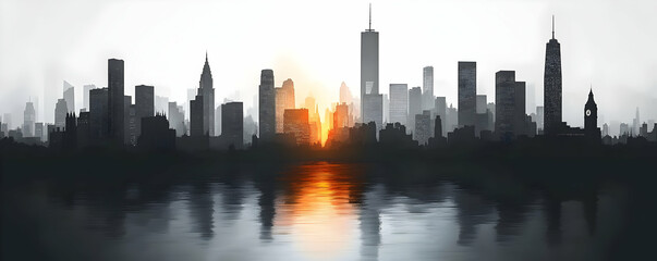 Fototapeta premium Sunrise Cityscape Reflection