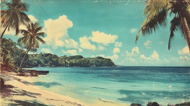 Tropical Beach Paradise Vintage Postcard Idyllic Seascape