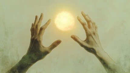 Reaching for the Light: Hopeful Hands in Soft Glow