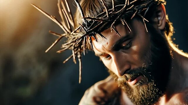 portrait of a Jesus with thorn crown