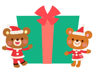 かわいいクマのサンタクロース　クリスマス　メッセージカード