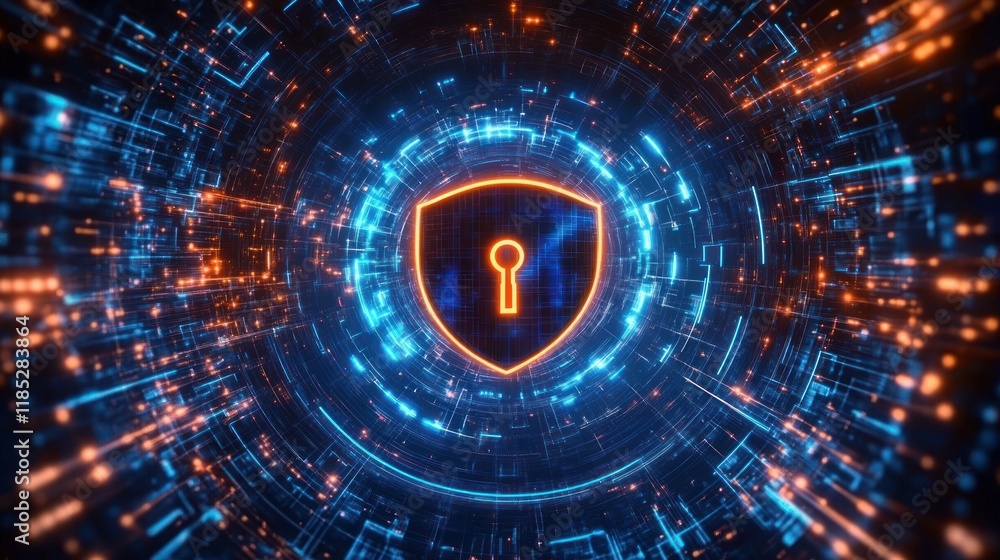 Aufkleber futuristic cybersecurity background for high-tech business presentations in big data and network inn