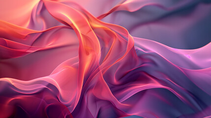 Obraz premium Vibrant Abstract Flowing Fabric with Colorful Waves in Digital Illustration for Design Backgrounds