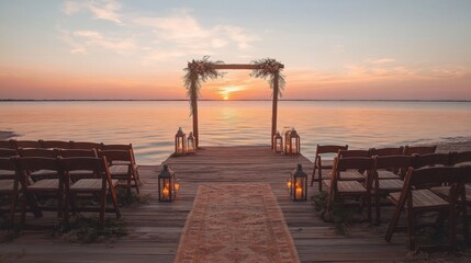 Romantic Beach Wedding Ceremony at Sunset