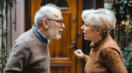 Neighborhood dispute arguing loudly on street in front of their house