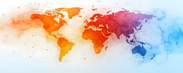 Watercolor World Map, Global, Connection