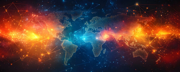 Obraz premium Global Network Connections, Space Background