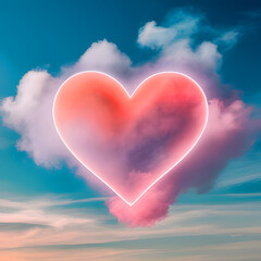 Fototapeta premium retro heart of light with cloud in background