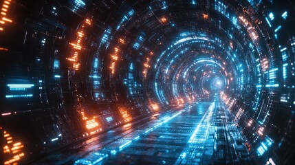 Futuristic Neon Circle Lines Abstract Design for Modern Technology Background