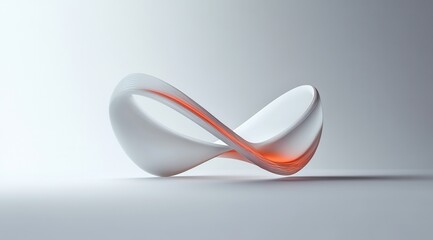 a sleek, representation of a 2 dimensional ribon, builded by the triangles like the adobe acrobat sign, material is white mate and transparent glass,