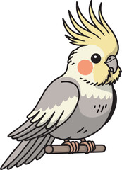 Cute cockatiel cartoon illustration design art