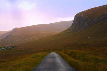 Glenveagh National Park in Donegal Ireland -Spectacular aerial view showcasing lush green valleys...