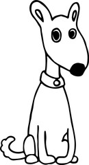 funny cute dog in a collar sits and looks at the camera