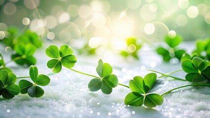 Subtle Irish Clover Decor on White Canvas - Aesthetic Home Decoration Ideas, Nature-Inspired Design, Greenery Accents, Minimalist Style, Botanical Elements for Modern Interiors