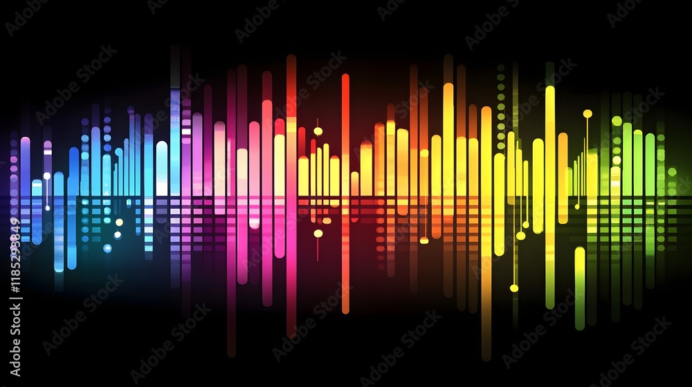 Poster abstract colorful vertical lines representing sound waves