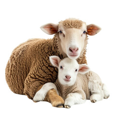 Fototapeta premium Cow and Calf Isolated on Transparent Background