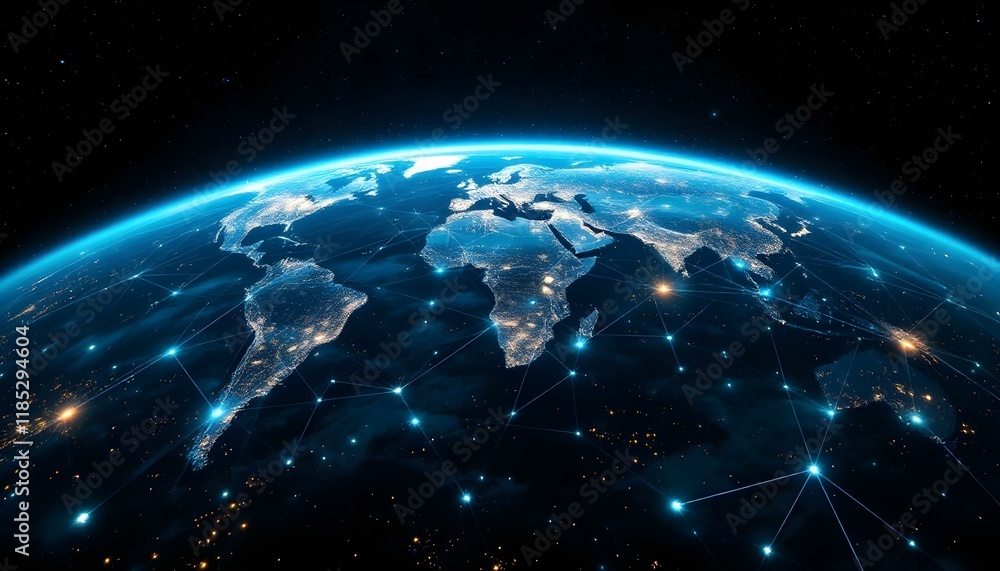 Poster global network: interconnected world