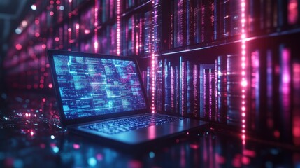 Digital Library for Online Learning with Cyberpunk Aesthetics and Neon Lights