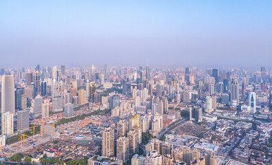 Aerial view of the Bund in Shanghai