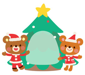 かわいいクマのサンタクロース　クリスマス　メッセージカード