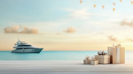 Fototapeta premium A boat is in the water next to a wooden pier