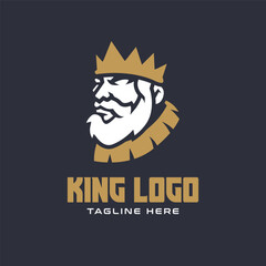 King Head Mascot Logo and Man with Crown