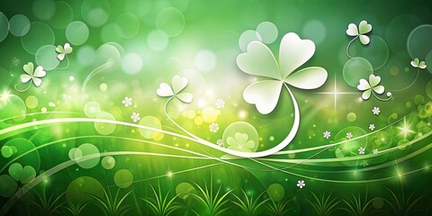 White Abstract Shamrock Design for Irish Holiday Celebrations, Festive Green Patterns, Celtic Inspiration, St. Patrick&acirc;&euro;&trade;s Day Decor, Nature-Inspired Art, Minimalist Holiday Aesthetics