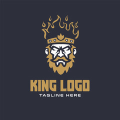 King Head Mascot Logo and Man with Crown