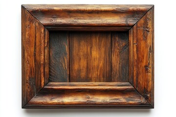Vintage wooden picture frame on white background
