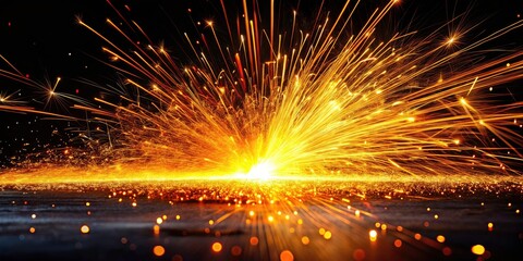 Stunning Spark Spray on Black Background - High-Quality Product Photography for Dynamic Visuals, Creative Art, and Modern Design Projects