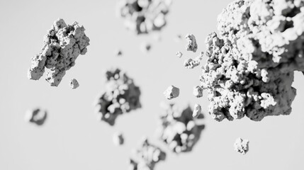 Floating White Dust Clouds, Abstract Minimalist Background