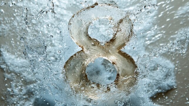 Water Splash Number Eight, Dynamic Liquid 8, Abstract