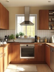 Modern Wooden Kitchen Design With Stainless Steel Appliances