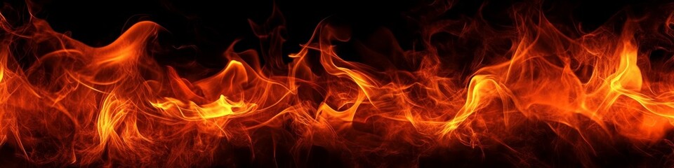 Fototapeta premium A vibrant depiction of flames against a dark background, evoking heat and intensity.