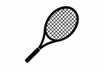 minimalist tennis racket silhouette vector