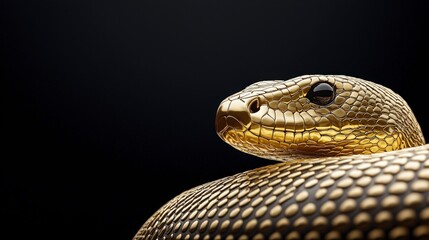 Fototapeta premium Golden Snake on Black Background