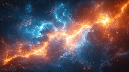 Cosmic Battle Scene with Dynamic Lightning in Futuristic Sci-Fi Style for Cyber Sport Tournaments