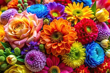 Vibrant Flower Bouquet, Colorful Blooms, Multicolored Flowers, Floral Photography, Spring Flowers, Summer Flowers, Garden Flowers