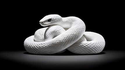 Fototapeta premium White Snake Sculpture in Dramatic Low Light