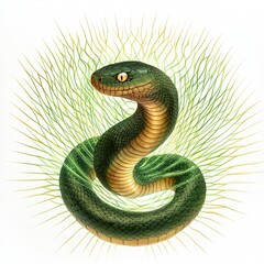 Fototapeta premium Emerald Serpent in Green Radiance
