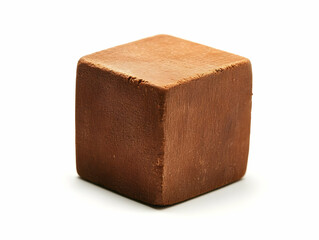 Brown wooden cube, studio shot, isolated, blank