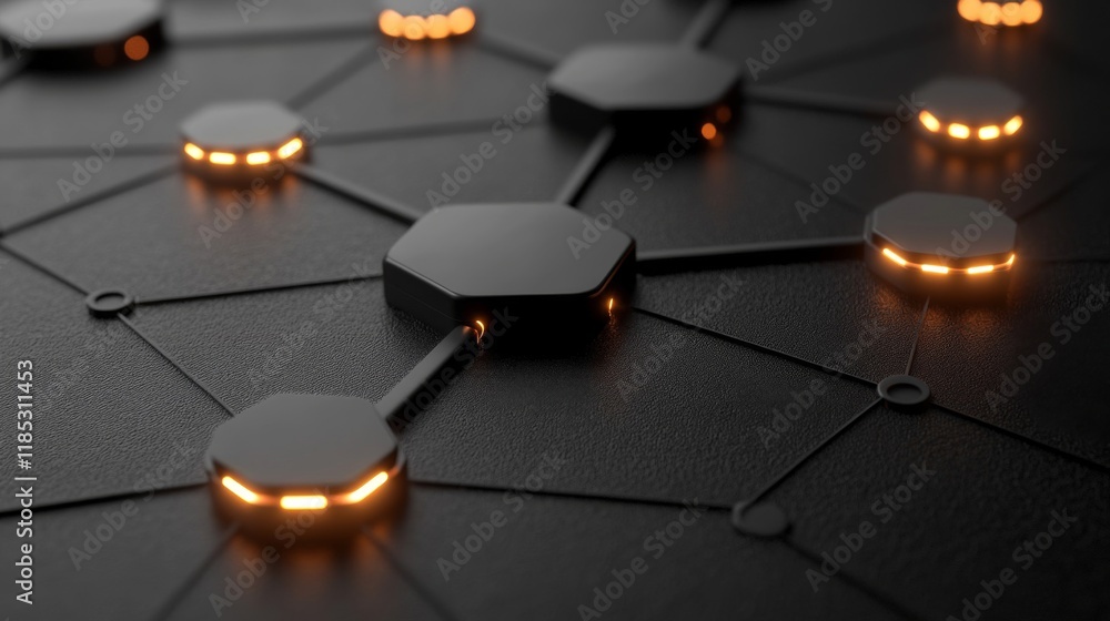 Poster abstract network connections hexagon pattern