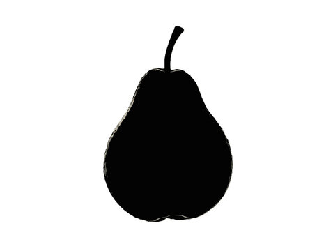 recommend clip art: Black silhouette of a pear on a white background showcasing simple fruit illustration style