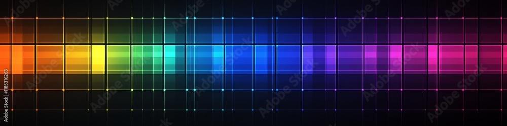 Poster a vibrant spectrum of colors arranged in a grid pattern, showcasing a visual representation of light