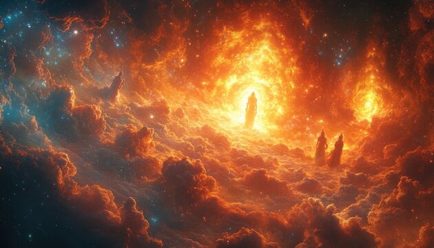 Divine Love of Lord Krishna and Radha Rani in a Celestial Realm