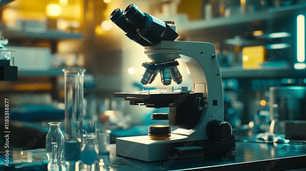 Aufkleber modern microscope in a laboratory setting