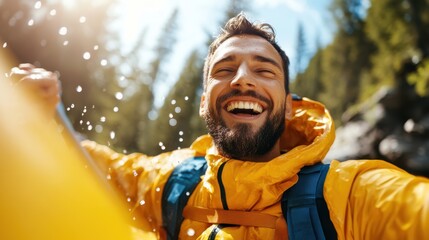 Joyful moments of kayaking in nature's embrace during a sunny day